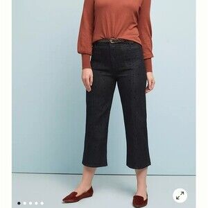 Anthropologie Pilcro and the Letterpress Black Polka Dot Wide Crop Jeans size 30